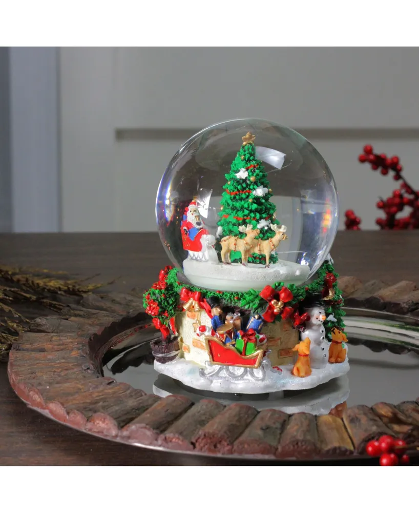Northlight 6.75" Musical and Animated Santa on Sleigh Rotating Christmas Snow Globe