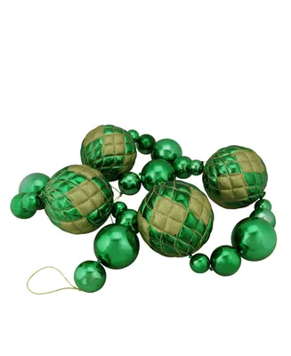 Northlight 6' Oversized Shatterproof Shiny Green Christmas Ball Garland with Gold Glitter Accents
