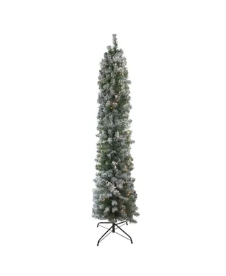 Northlight 6' Pre-Lit Flocked Green Pine Artificial Christmas Tree - Clear Lights
