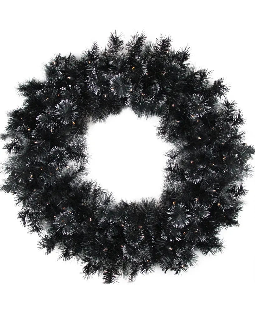 Northlight 6' x 9 Battery Operated Black Bristle Artificial Christmas Garland - Warm White LED Lights