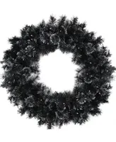 Northlight 36" Battery Operated Black Bristle Artificial Christmas Wreath - Warm White Led Lights