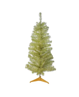 Northlight 4' Gold Iridescent Tinsel Slim Artificial Christmas Tree - Unlit
