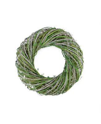 Northlight 14" Green and White Twig and Moss Artificial Spring Time Wreath