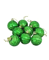 Northlight 9ct Green Mirrored Glass Disco Ball Christmas Ornaments 1.5" 40mm