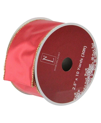 Northlight Pack of 12 Shiny Red and Gold Wired Christmas Craft Ribbon Spools - 2.5" x 120 Yards Total