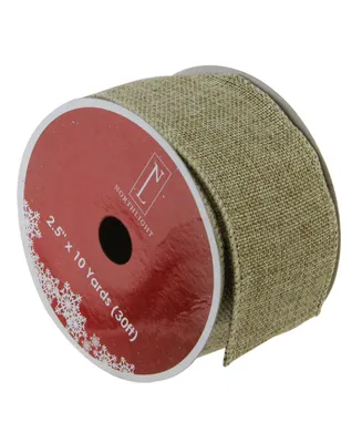 Northlight Pack of 12 Faded Green and Brown Burlap Wired Christmas Craft Ribbon Spools - 2.5" x 120 Yards Total