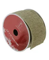 Northlight Pack of 12 Faded Green and Brown Burlap Wired Christmas Craft Ribbon Spools - 2.5" x 120 Yards Total