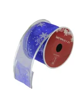 Northlight Pack of 12 Royal Blue and Silver Glitter Snowflakes Wired Christmas Craft Ribbon Spools - 2.5" x 120 Yards Total