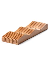 Bambusi In-Drawer Knife Block - Bamboo Knife Drawer Organizer for Kitchen | Fits 5 Long + 6 Short Knives