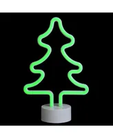 Northlight 11" Battery Operated Neon Style Led Green Christmas Tree Table Light
