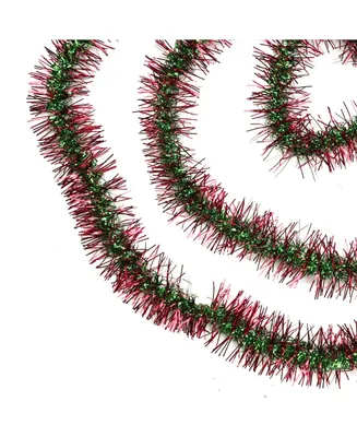 Northlight 50' Shiny Red and Green Spiral Center Christmas Tinsel Garland - Unlit