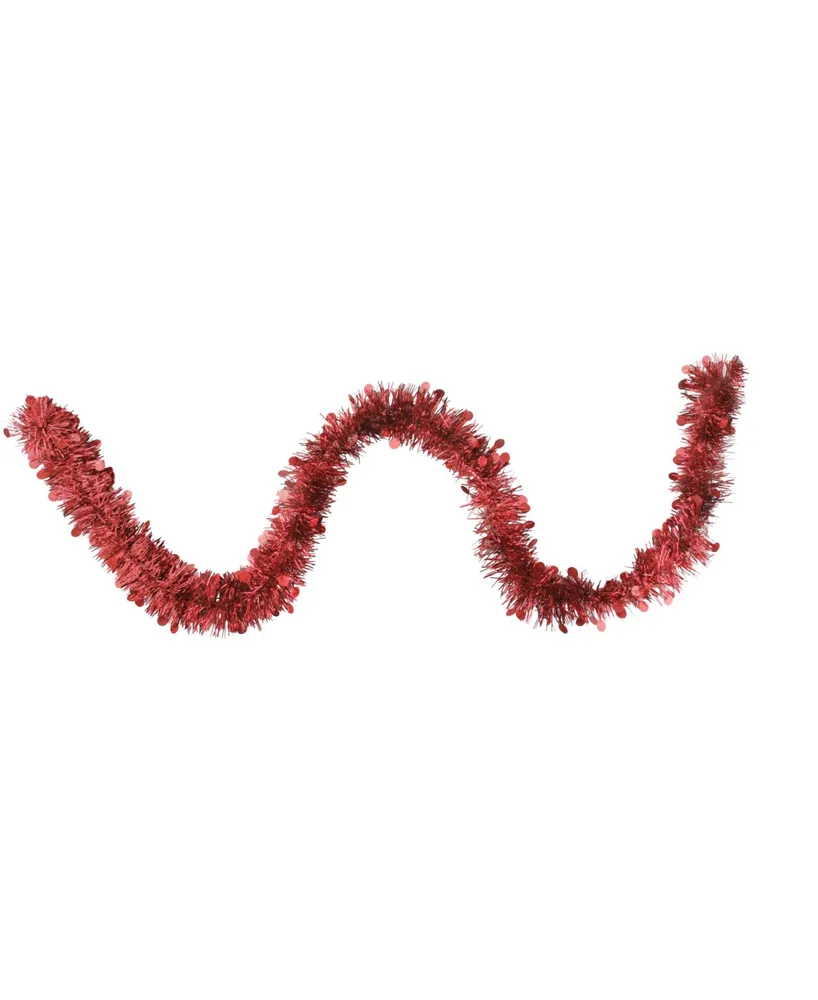 Northlight 50' Shiny Red Christmas Tinsel Garland with Polka Dots - Unlit