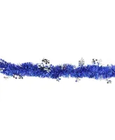 Northlight 50' Lavish Blue Christmas Tinsel Garland with Silver Snowflakes - Unlit