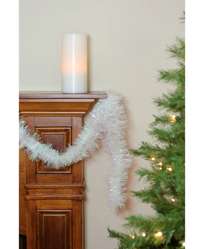 Northlight 50' Shiny Iridescent White Christmas Foil Tinsel Garland - Unlit