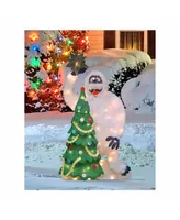 Northlight 32" Pre-Lit Faux Fur Bumble with Tree and Star Christmas Outdoor Decoration