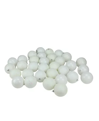 Northlight 60ct Winter White Shatterproof 4-Finish Christmas Ball Ornaments 2.5" 60mm