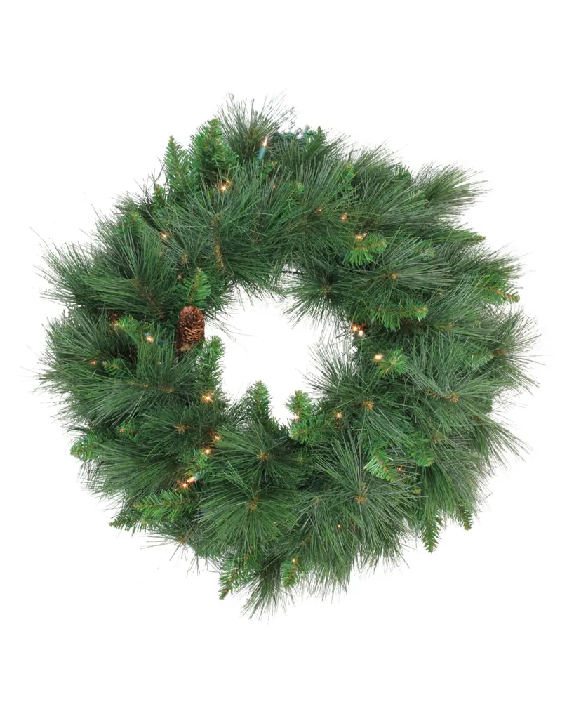 Northlight Pre-Lit White Valley Pine Artificial Christmas Wreath