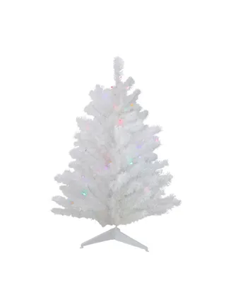 Northlight 2' Pre-Lit Snow White Artificial Christmas Tree - Multi Lights