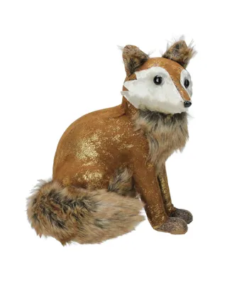 Northlight 10.25" Plush Brown Sitting Fox Figure Animal Decoration