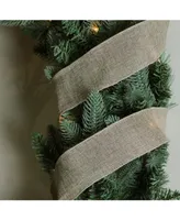 Northlight Faded Green and Brown Burlap Wired Christmas Craft Ribbon 2.5" x 10 Yards