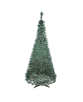 Northlight 6' Pre-Lit Green Holly Leaf Pop-Up Artificial Christmas Tree - Clear Lights