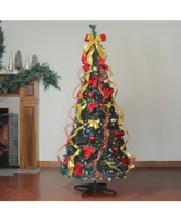 Northlight 6' Pre-Lit Gold and Red Decorated Pop-Up Artificial Christmas Tree - Clear Lights