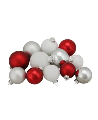 Northlight 96ct Silver and Shiny and Matte Glass Ball Christmas Ornaments 2.5-3.25