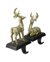 Northlight Set of 2 Gold Reindeer Glittered Christmas Stocking Holders 8.5"