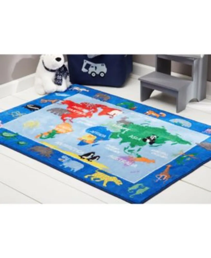 Home Dynamix Eric Carle Elementary World Map Blue Area Rug Collection