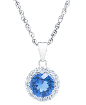 Giani Bernini Crystal and Cubic Zirconia Halo 18" Pendant Necklace in Sterling Silver, Created for Macy's