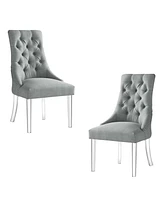 Inspired Home Marilyn Button Tufted Dining Chair with Acrylic Legs Set of 2