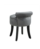 Inspired Home Taylor Upholstered Vanity Stool with Nailhead Trim