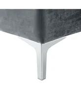 Inspired Home Giovanni Velvet Square Storage Ottoman with Metal Y-Legs