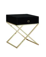 Inspired Home Gekko Lacquer Nightstand with Metal X-Legs