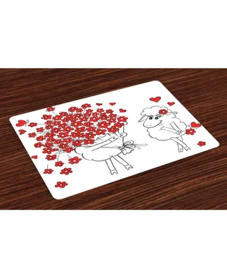 Ambesonne Valentine Place Mats, Set of 4