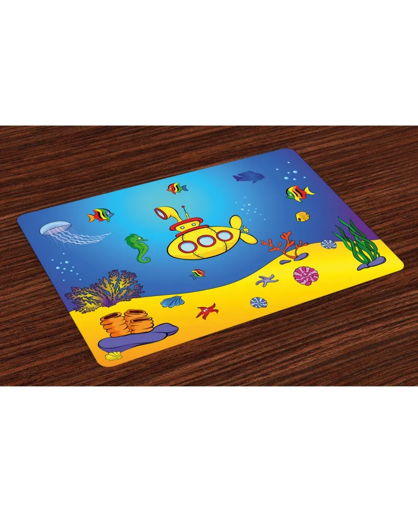 Ambesonne Submarine Place Mats, Set of 4