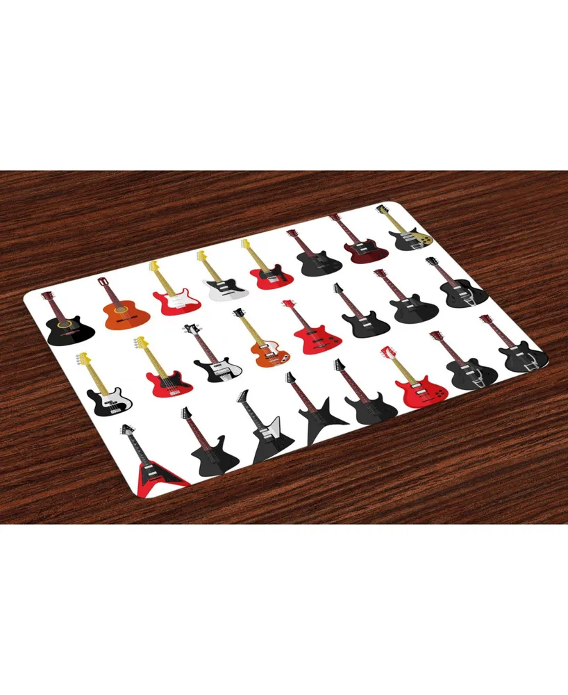 Ambesonne Guitar Place Mats, Set of 4