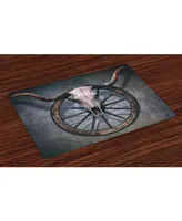 Ambesonne Barn Wood Wagon Wheel Place Mats, Set of 4