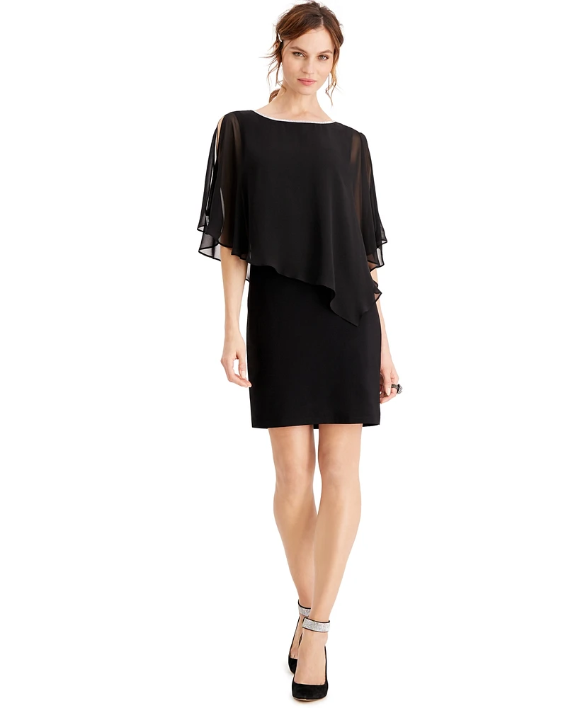 Msk Rhinestone-Trim Chiffon Popover Dress