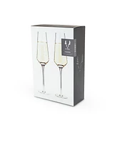 Viski Raye Angled Crystal Champagne Flutes, Set of 2, 8 Oz