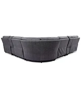 Closeout! Hutchenson 7-Pc. Fabric Chaise Sectional with 3 Power Recliners and 2 Consoles