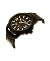 Wrangler Men's Watch, 48MM Black Ridged Case with Black Zoned Dial, Outer Zone is Milled with White Index Markers