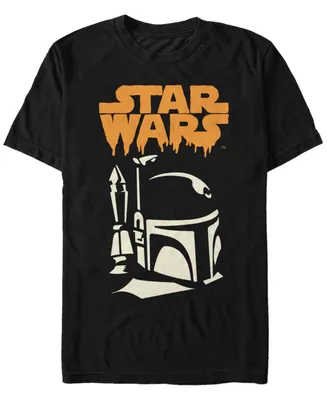 Star Wars Men's Boba Big Face Drip Text Short Sleeve T-Shirt