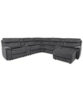 Hutchenson 7-Pc. Fabric Chaise Sectional with 3 Power Recliners and 2 Consoles