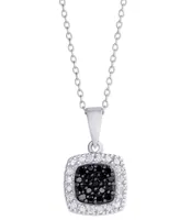 Black and White Diamond 1/4 ct. t.w. Cushion Square Pendant Necklace in Sterling Silver