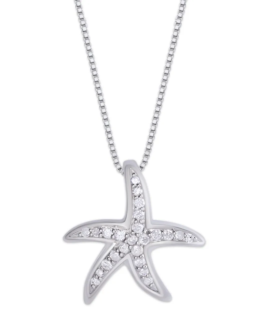 Diamond 1/6 ct. t.w. Starfish Pendant Necklace in Sterling Silver