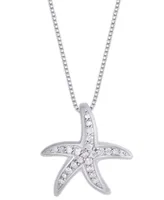 Diamond 1/6 ct. t.w. Starfish Pendant Necklace in Sterling Silver