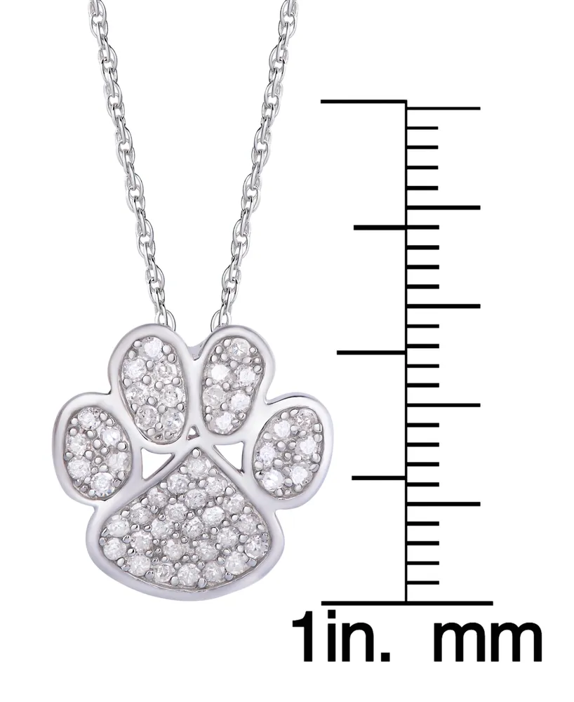 Diamond 1/4 ct. t.w. Paw Print Pendant Necklace in Sterling Silver
