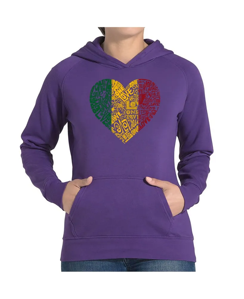 La Pop Art Women's Word Hooded Sweatshirt -One Love Heart