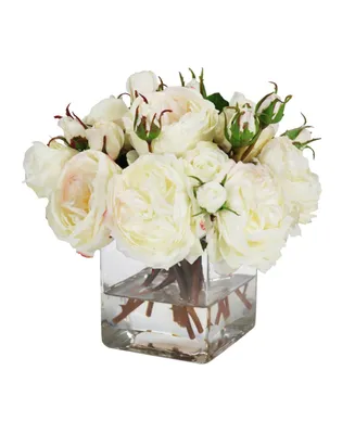 Permanent Botanicals Rose in Square Vase